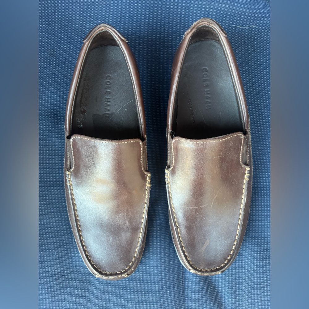 Cole Haan Men's Leather Brown Slip-On Loafers